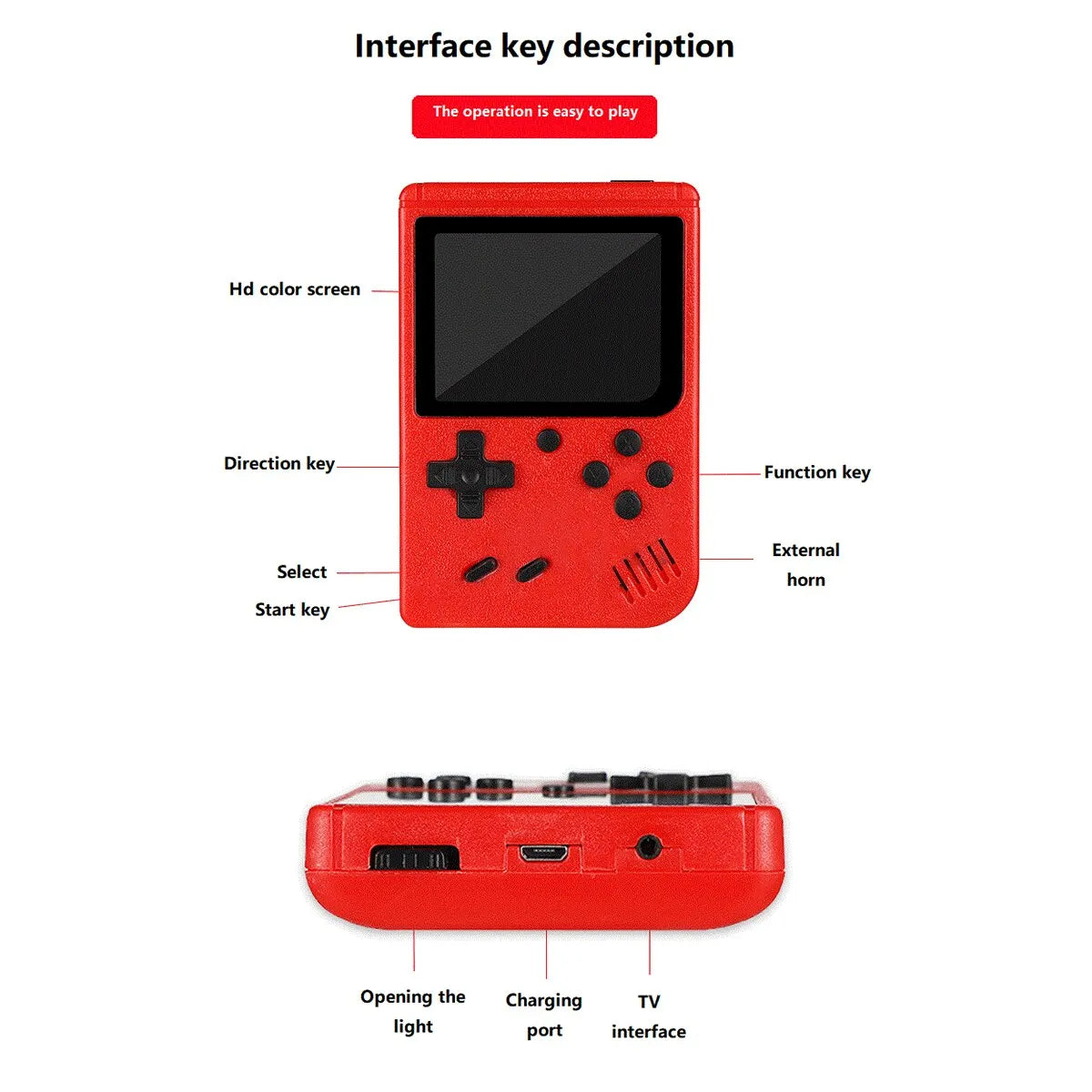 Dětská kapesní herní konzole s retro klasickými hrami